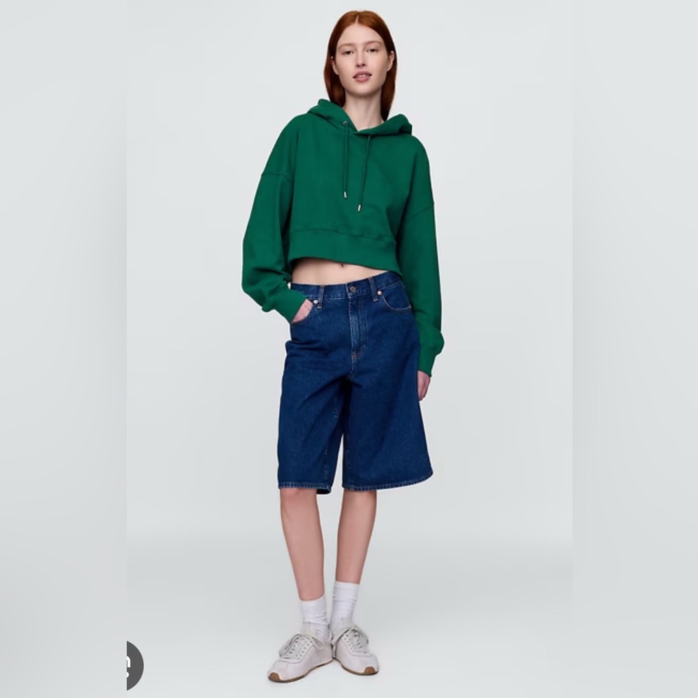 French Terry Oversized Crop Hoodie S